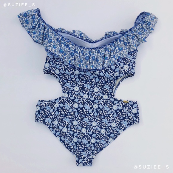 NWOT Jessica Simpson Floral Paisley Off the Shoulder One Piece Swimsuit XL - Picture 3 of 13